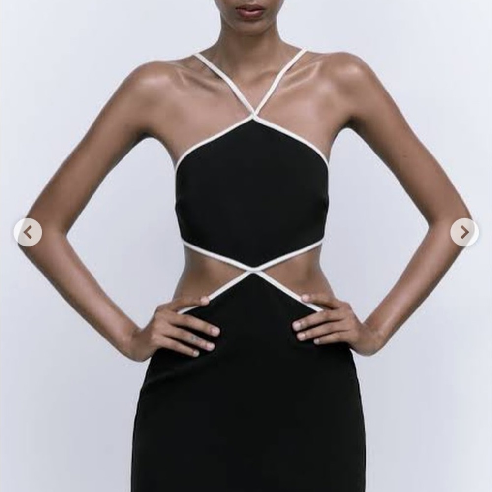 Zara Black and White Cutout Dress